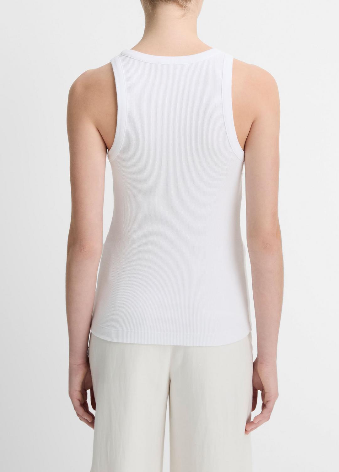 Ribbed Scoop-Neck Tank in Tank Tops - OPTIC WHITE | VINCE Women