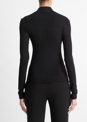 Fixed Wrap Long-Sleeve Top in Long Sleeve - BLACK | VINCE Women