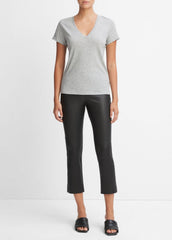 Essential Pima Cotton V-Neck T-Shirt in Short Sleeve - HEATHER GREY | VINCE Women