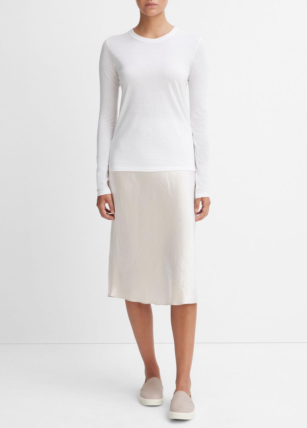 Essential Long Sleeve Crew Neck T-Shirt in Long Sleeve - OPTIC WHITE | VINCE Women