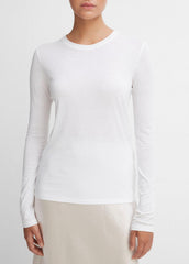 Essential Long Sleeve Crew Neck T-Shirt in Long Sleeve - OPTIC WHITE | VINCE Women