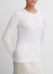 Essential Long Sleeve Crew Neck T-Shirt in Long Sleeve - OPTIC WHITE | VINCE Women