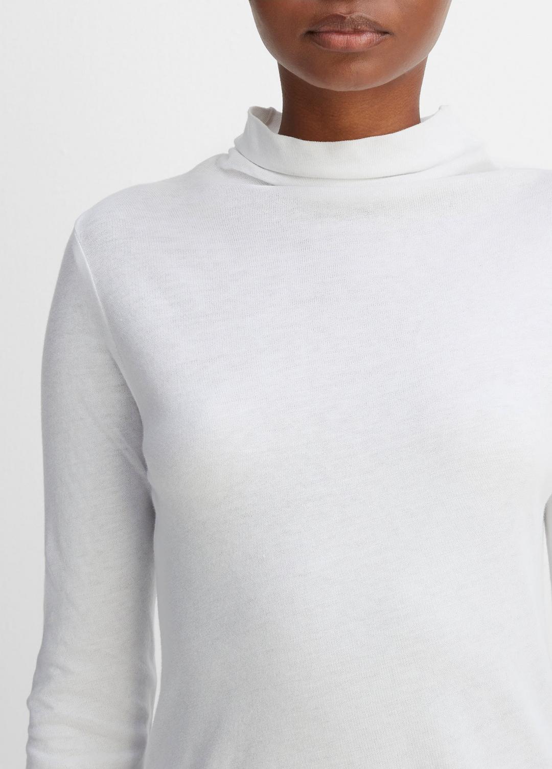 Essential Long Sleeve Turtleneck in Long Sleeve - OPTIC WHITE | VINCE Women