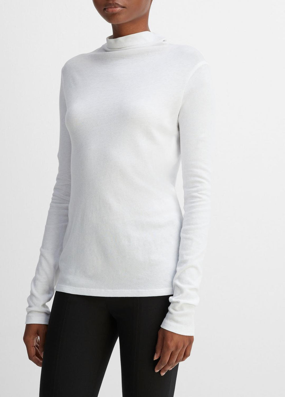 Essential Long Sleeve Turtleneck in Long Sleeve - OPTIC WHITE | VINCE Women