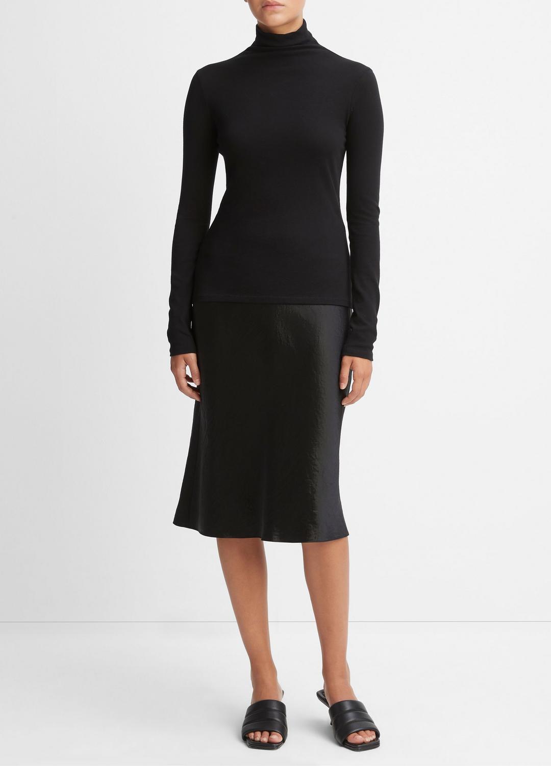 Essential Long Sleeve Turtleneck in Long Sleeve - BLACK | VINCE Women