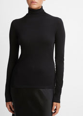 Essential Long Sleeve Turtleneck in Long Sleeve - BLACK | VINCE Women
