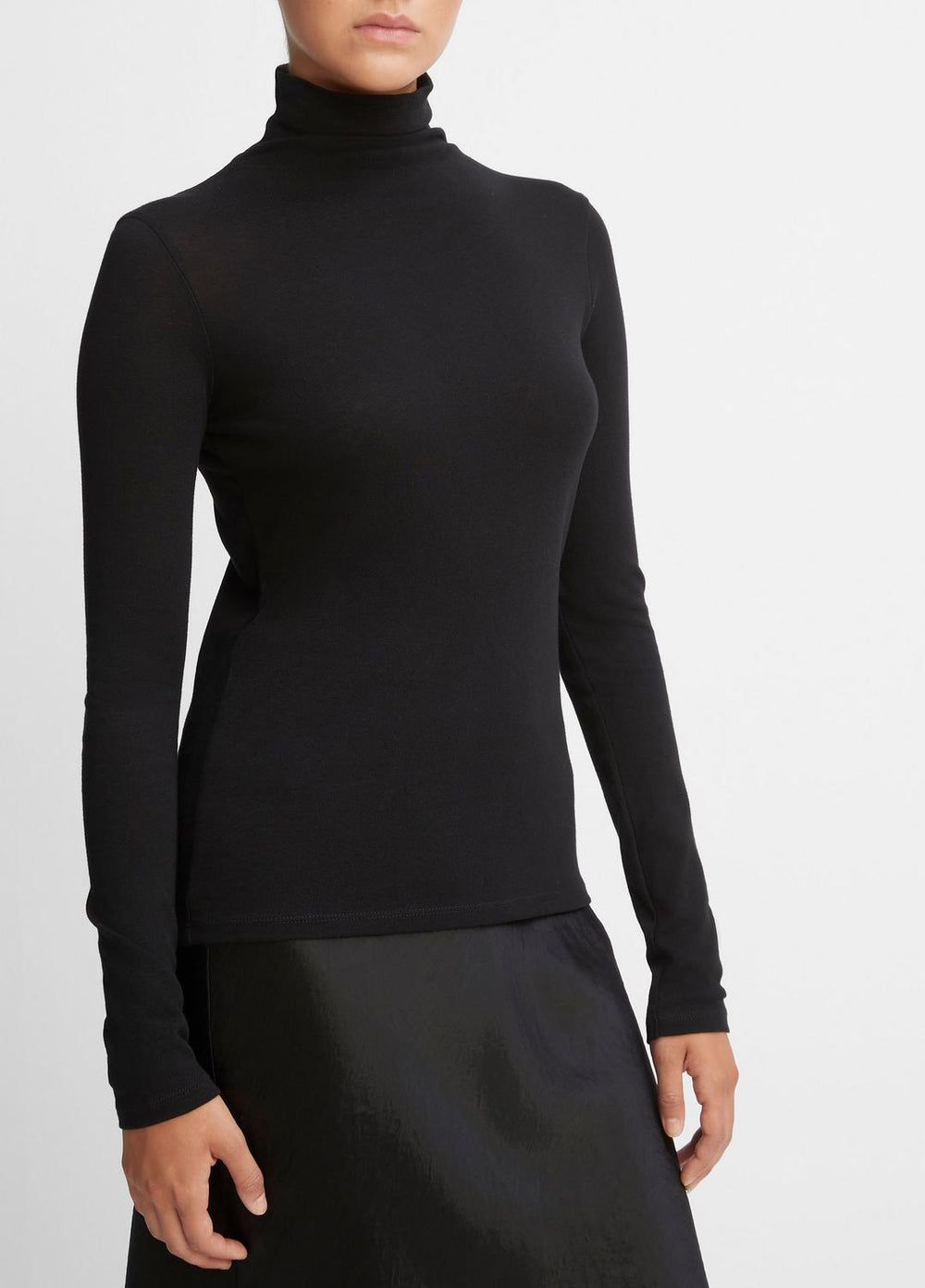 Essential Long Sleeve Turtleneck in Long Sleeve - BLACK | VINCE Women