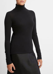 Essential Long Sleeve Turtleneck in Long Sleeve - BLACK | VINCE Women