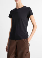 Essential Pima Cotton Crew Neck T-Shirt in Short Sleeve - COASTAL BLUE | VINCE Women