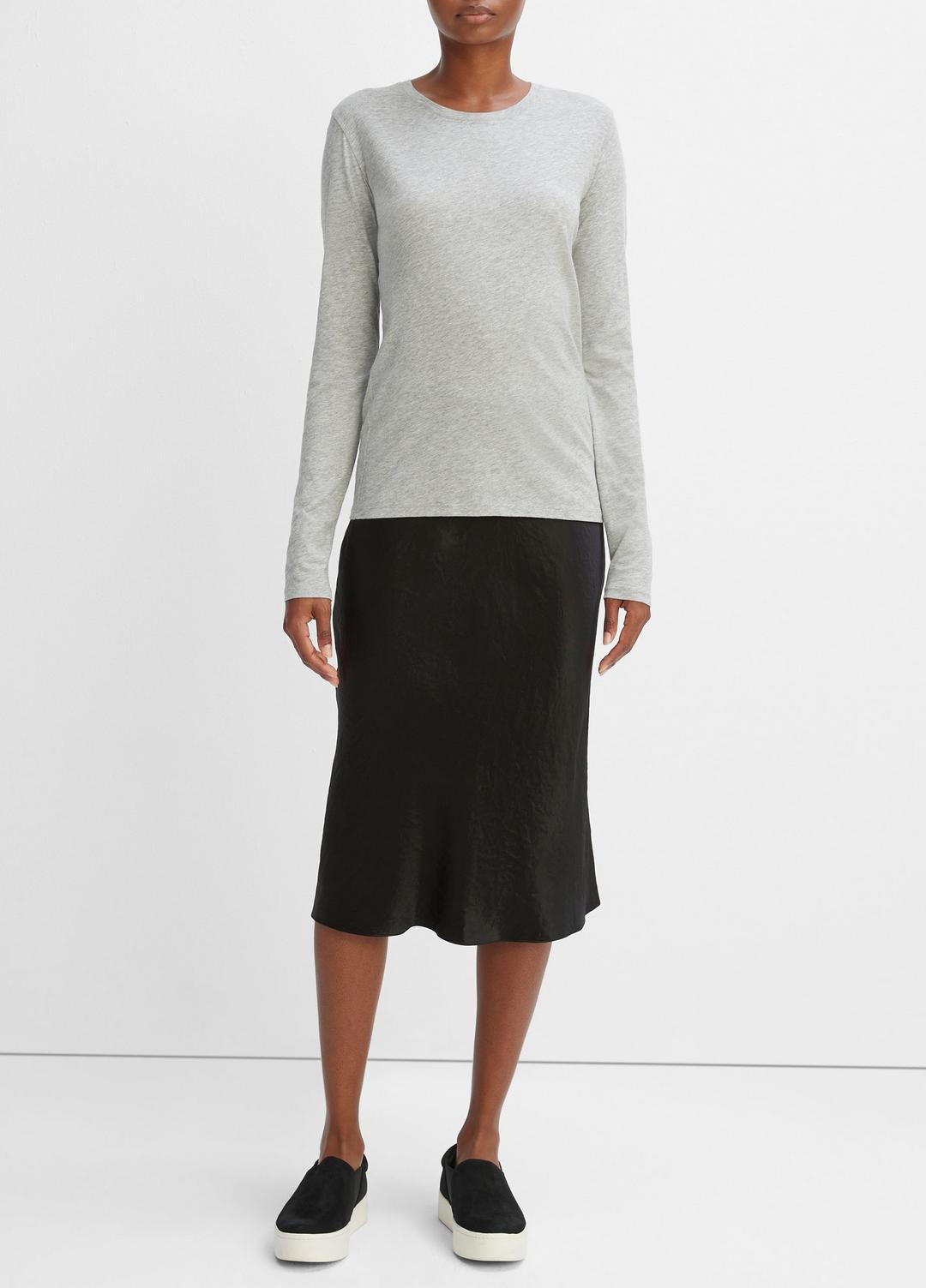 Essential Long Sleeve Crew Neck T-Shirt in Long Sleeve - HEATHER GREY | VINCE Women