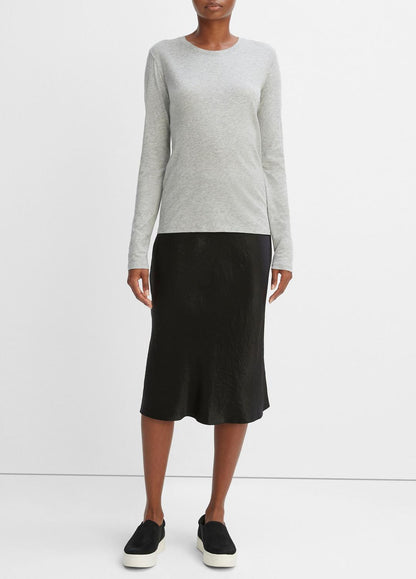 Essential Long Sleeve Crew Neck T-Shirt in Long Sleeve - HEATHER GREY | VINCE Women