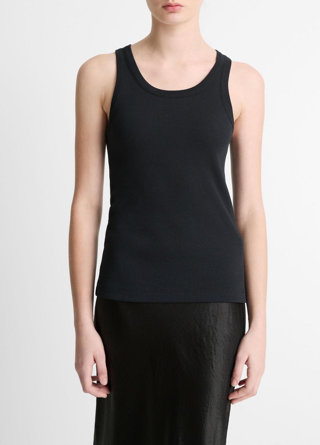 Ribbed Scoop-Neck Tank in Tank Tops - BLACK | VINCE Women