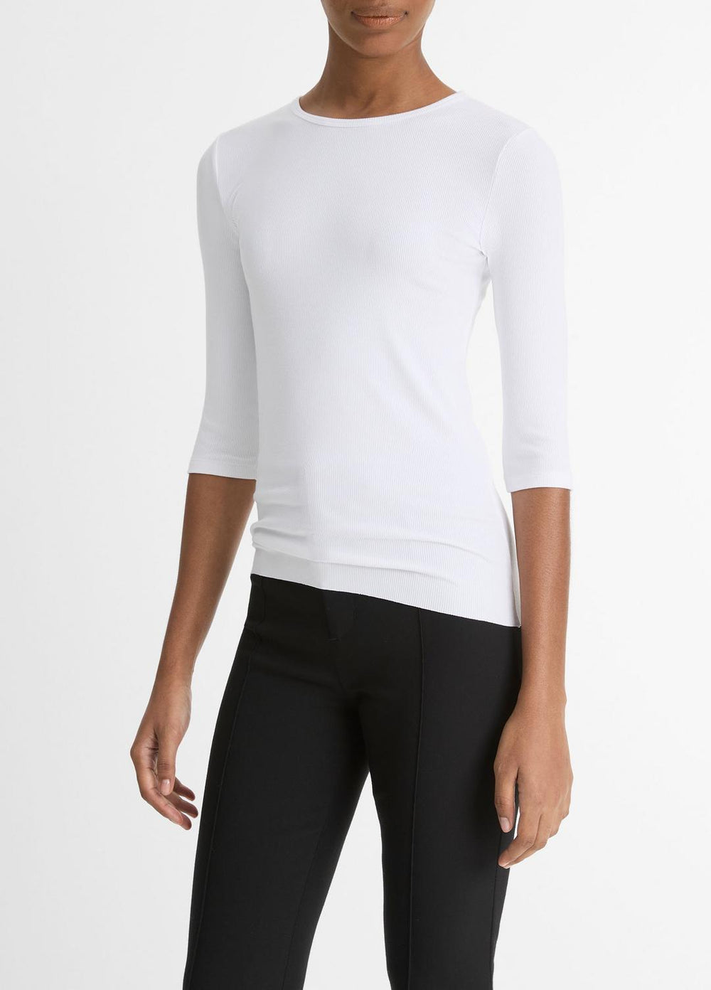 Elbow-Sleeve Crew Neck T-Shirt in Short Sleeve - OPTIC WHITE | VINCE Women