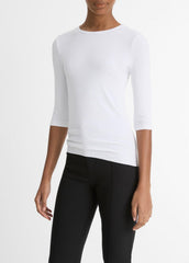 Elbow-Sleeve Crew Neck T-Shirt in Short Sleeve - OPTIC WHITE | VINCE Women