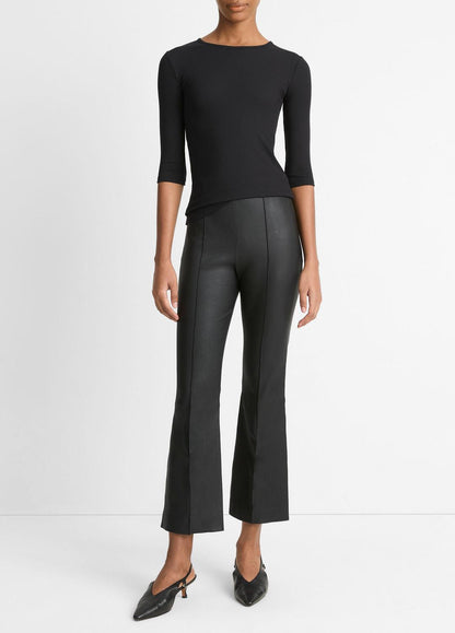 Elbow-Sleeve Crew Neck T-Shirt in Short Sleeve - BLACK | VINCE Women