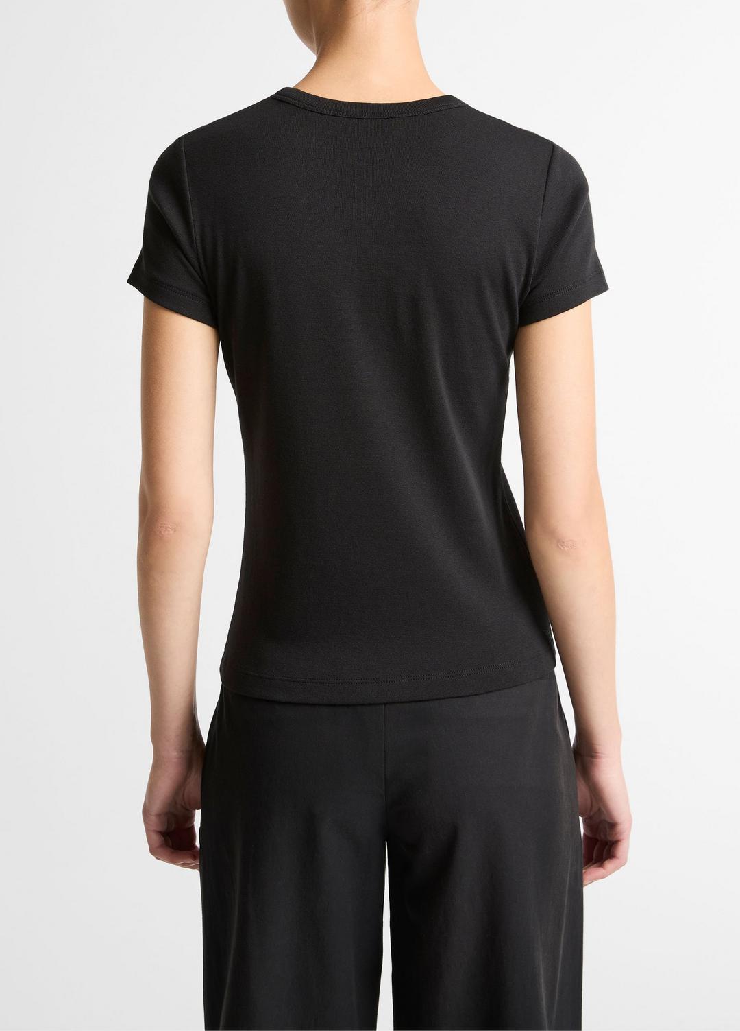 Pima Cotton-Blend '90s Shrunken T-Shirt in Short Sleeve - BLACK | VINCE Women
