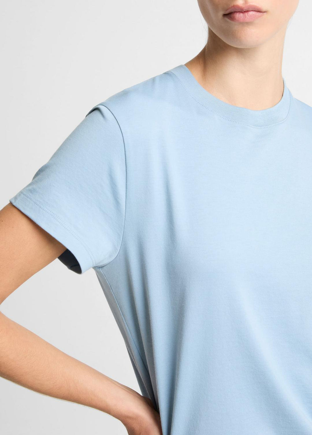 Pima Cotton Crew Neck T-Shirt in Short Sleeve - DEL MAR | VINCE Women