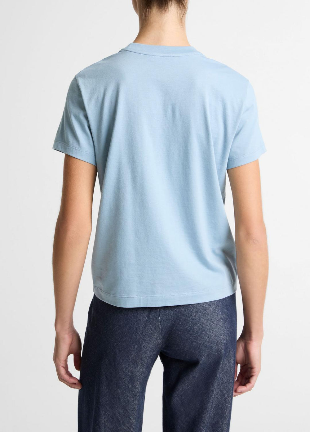 Pima Cotton Crew Neck T-Shirt in Short Sleeve - DEL MAR | VINCE Women