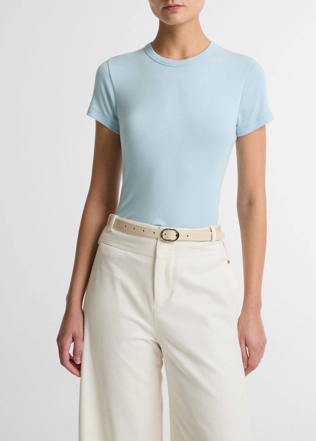 Pima Cotton-Blend '90s Shrunken T-Shirt in Short Sleeve - CLEARWATER | VINCE Women