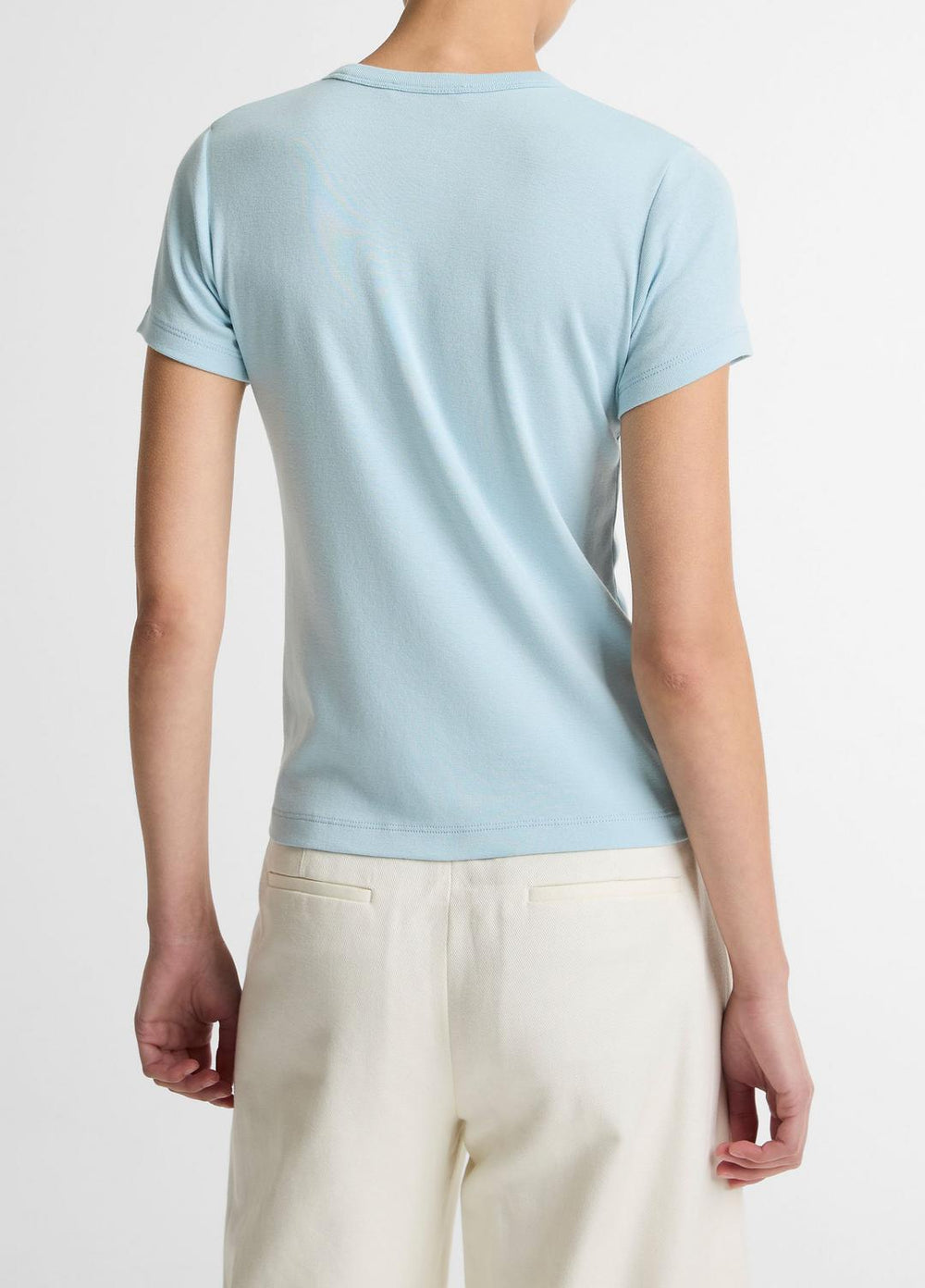 Pima Cotton-Blend '90s Shrunken T-Shirt in Short Sleeve - CLEARWATER | VINCE Women