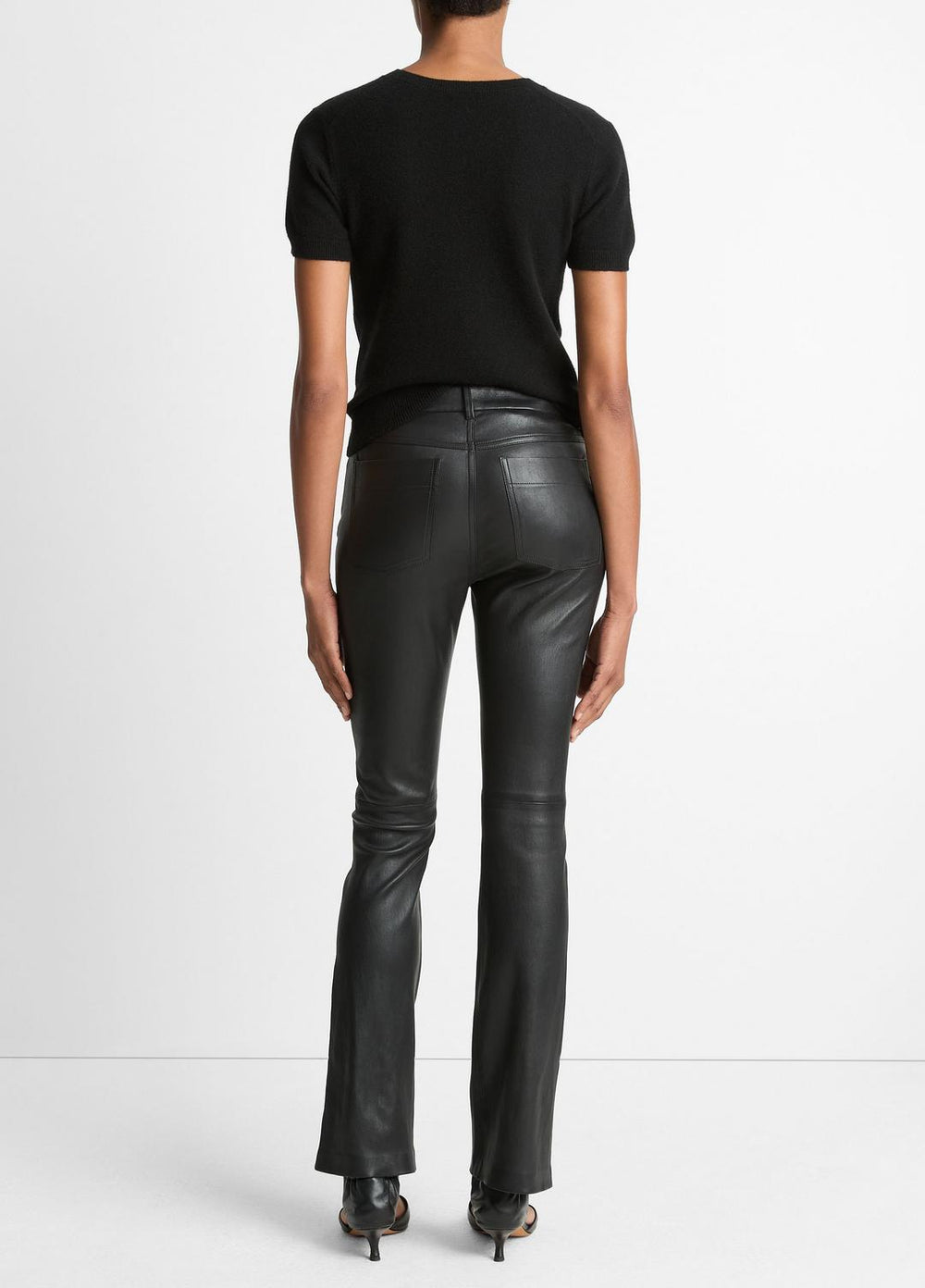 Stretch Leather Boot-Cut Pant in Trousers - BLACK | VINCE Women