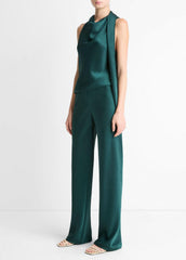 Colette High-Rise Fluid Satin Bias Pant in Trousers - JUNIPER | VINCE Women