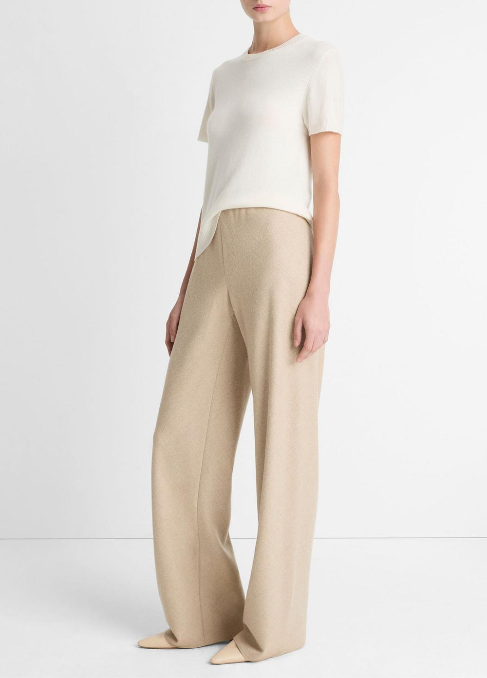 Italian Wool-Blend High-Waist Bias Pant in Trousers - OATMEAL | VINCE Women