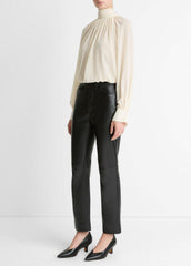 Leather Straight-Leg Trouser in Trousers - BLACK | VINCE Women