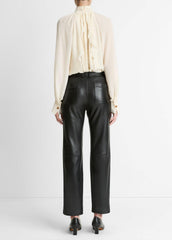 Leather Straight-Leg Trouser in Trousers - BLACK | VINCE Women