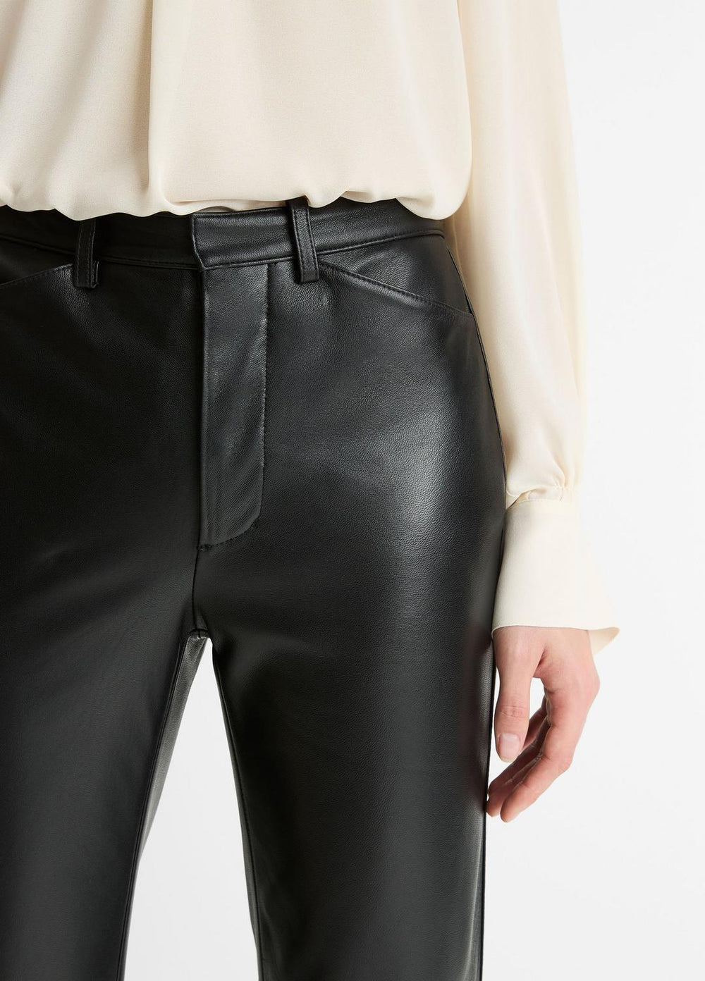 Leather Straight-Leg Trouser in Trousers - BLACK | VINCE Women