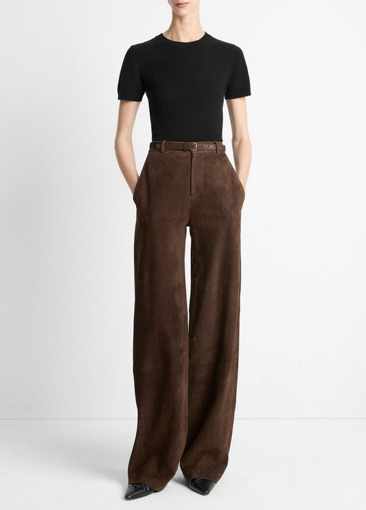 Suede Mid-Rise Trouser in Trousers - DEEP ESPRESSO | VINCE Women