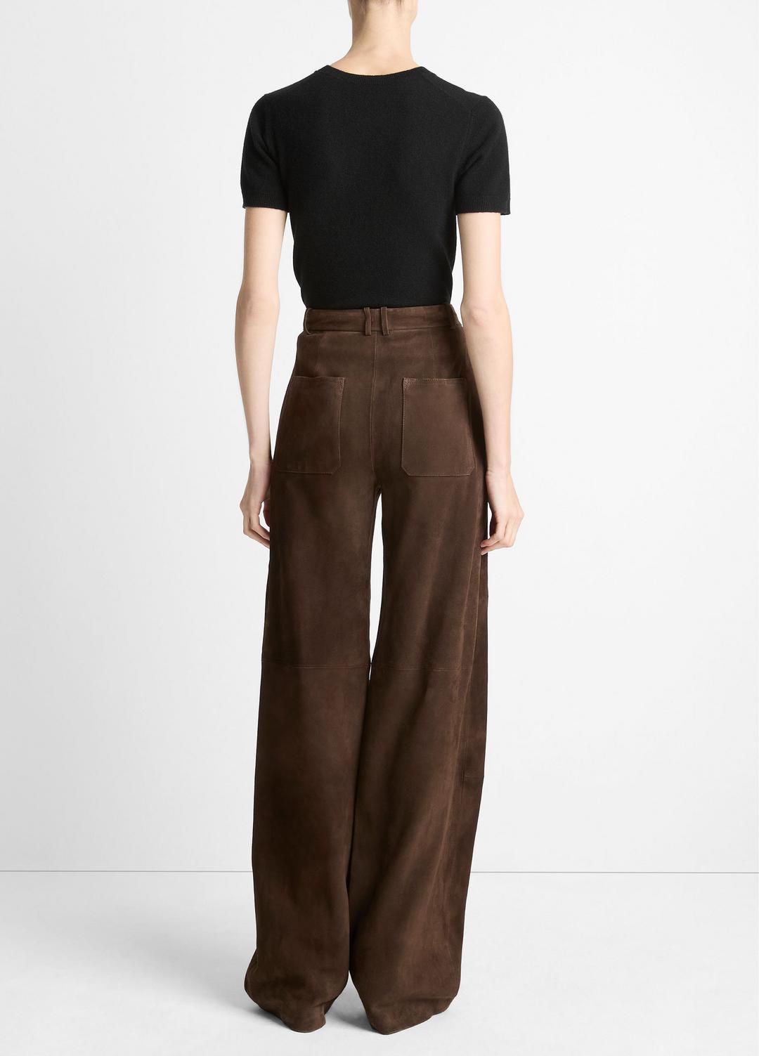Suede Mid-Rise Trouser in Trousers - DEEP ESPRESSO | VINCE Women