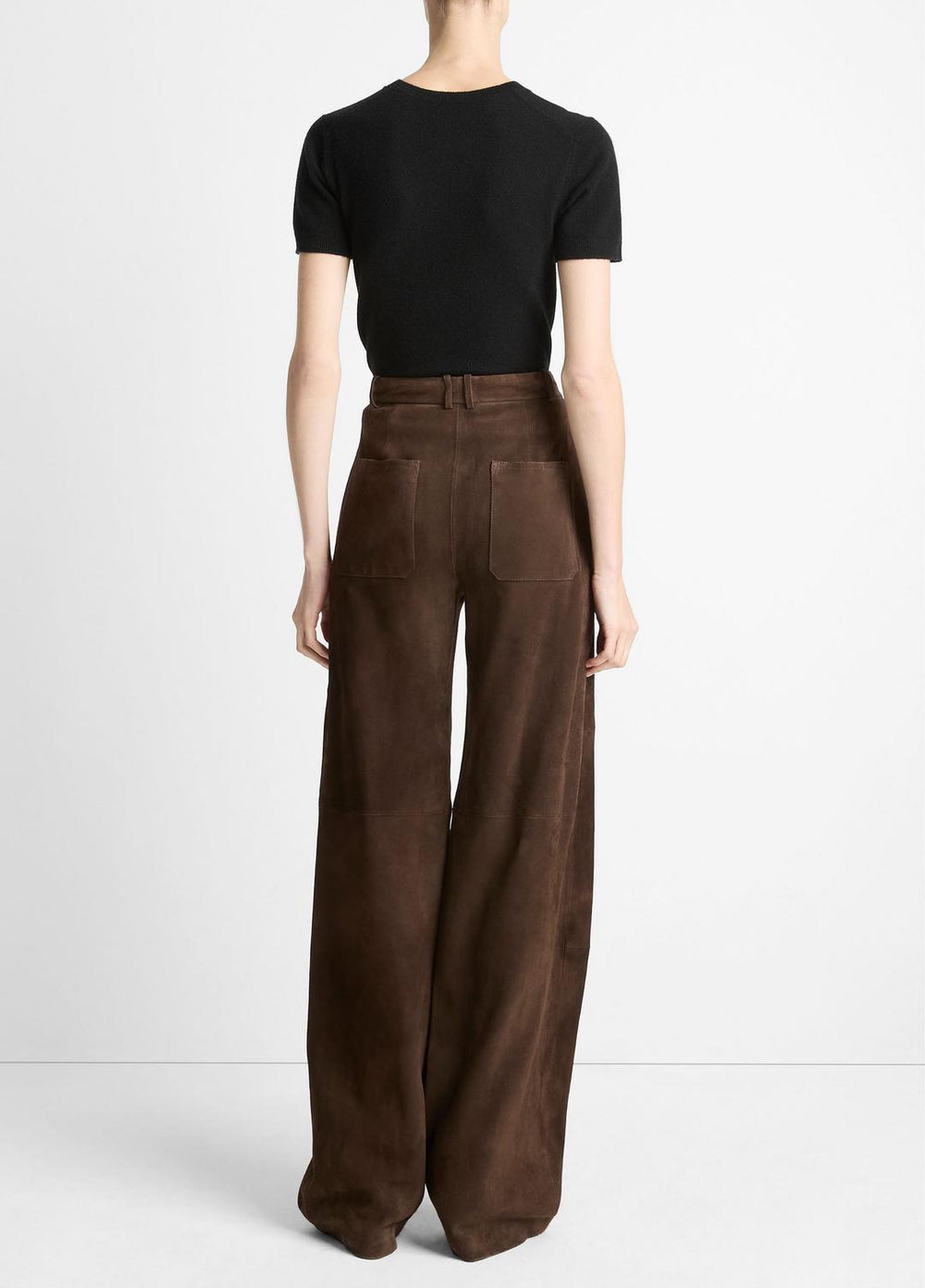 Suede Mid-Rise Trouser in Trousers - DEEP ESPRESSO | VINCE Women