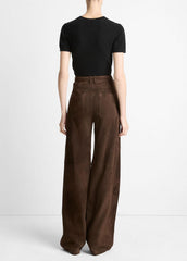 Suede Mid-Rise Trouser in Trousers - DEEP ESPRESSO | VINCE Women