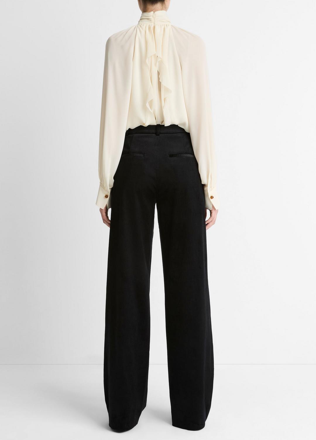 Italian Velvet High-Waist Wide-Leg Trouser in Wide Leg - BLACK | VINCE Women