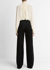 Italian Velvet High-Waist Wide-Leg Trouser in Wide Leg - BLACK | VINCE Women