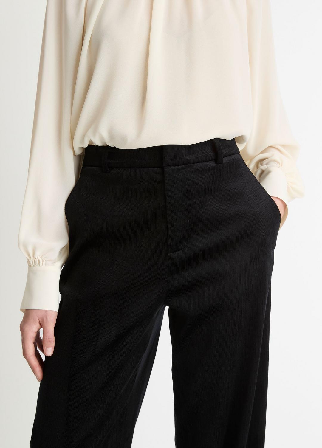 Italian Velvet High-Waist Wide-Leg Trouser in Wide Leg - BLACK | VINCE Women