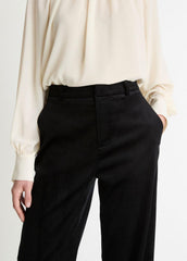 Italian Velvet High-Waist Wide-Leg Trouser in Wide Leg - BLACK | VINCE Women