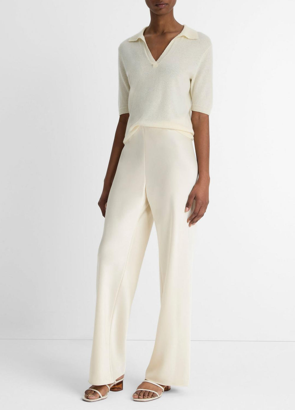 Colette High-Rise Fluid Satin Bias Pant in Pants - BONA | VINCE Women