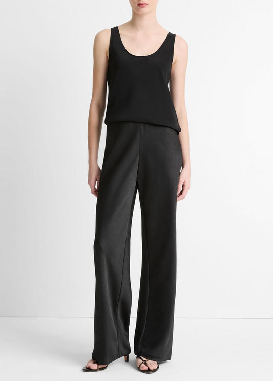 Colette High-Rise Fluid Satin Bias Pant in Trousers - BLACK | VINCE Women