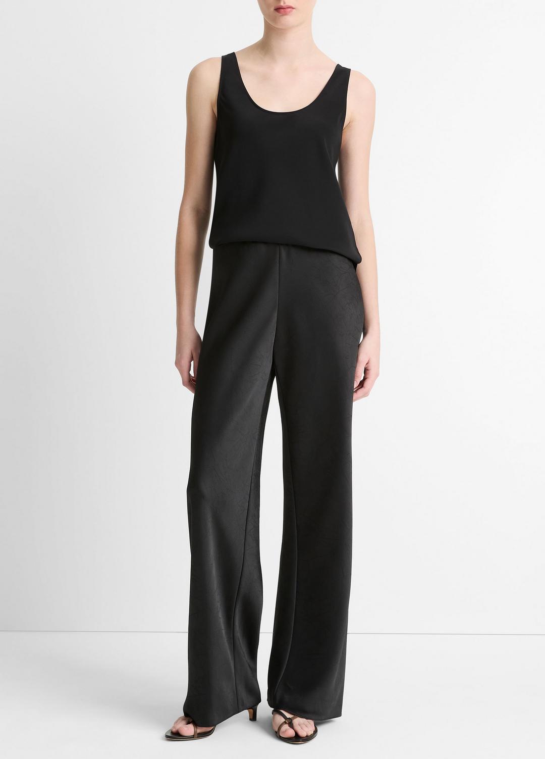 Colette High-Rise Fluid Satin Bias Pant in Trousers - BLACK | VINCE Women