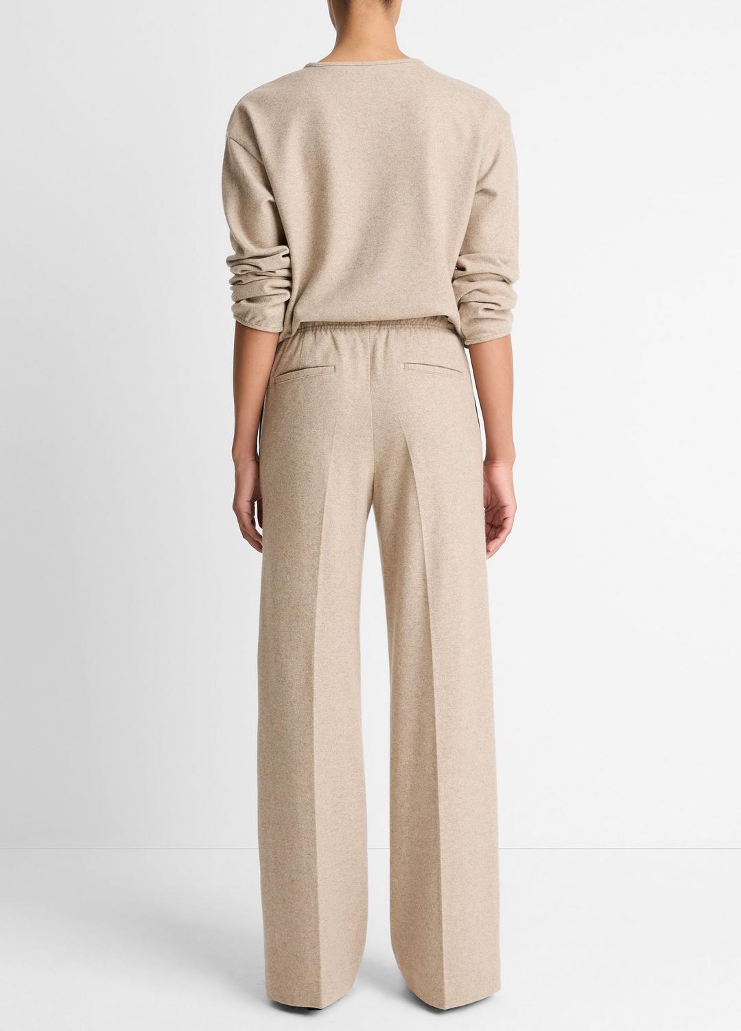Wool-Blend Tailored Wide-Leg Pant in Wide Leg - HEATHER MARZIPAN | VINCE Women