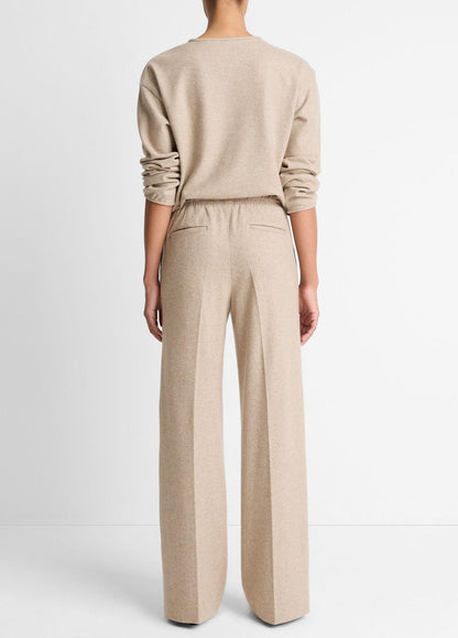 Wool-Blend Tailored Wide-Leg Pant in Wide Leg - HEATHER MARZIPAN | VINCE Women