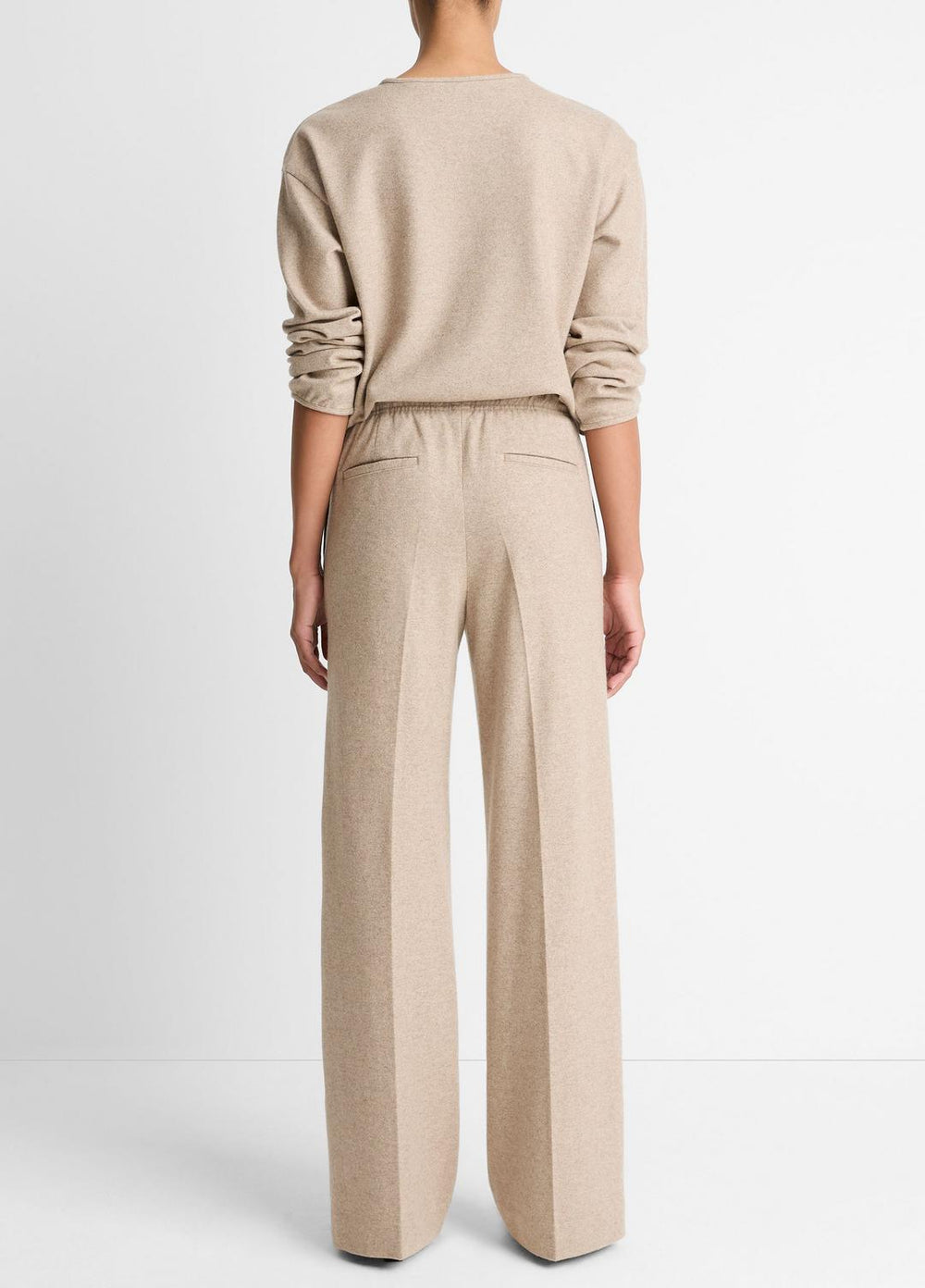 Wool-Blend Tailored Wide-Leg Pant in Wide Leg - HEATHER MARZIPAN | VINCE Women