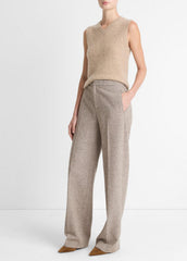 Donegal Wool-Blend Wide-Leg Trouser in Trousers - OAT STONE | VINCE Women