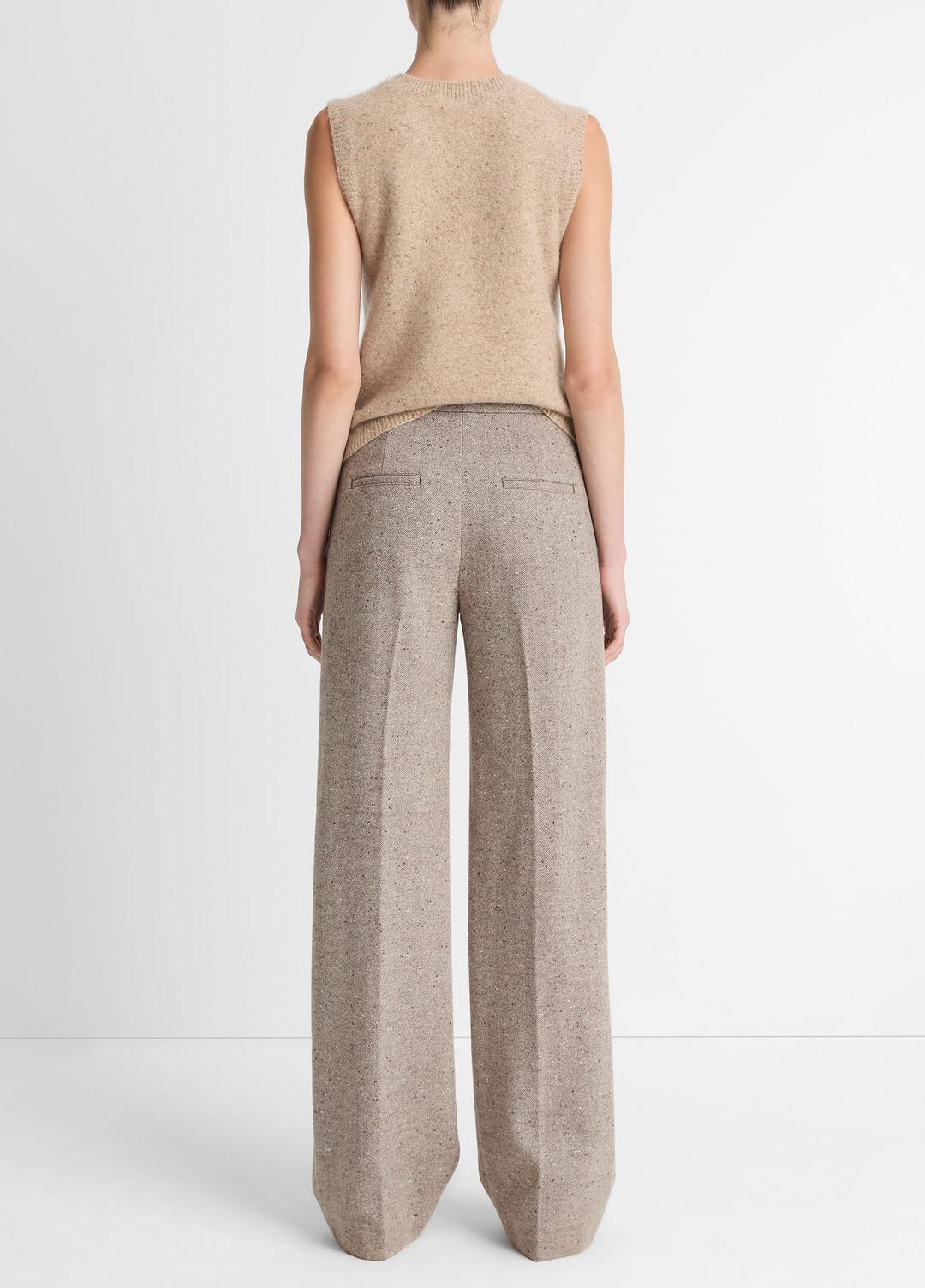 Donegal Wool-Blend Wide-Leg Trouser in Trousers - OAT STONE | VINCE Women