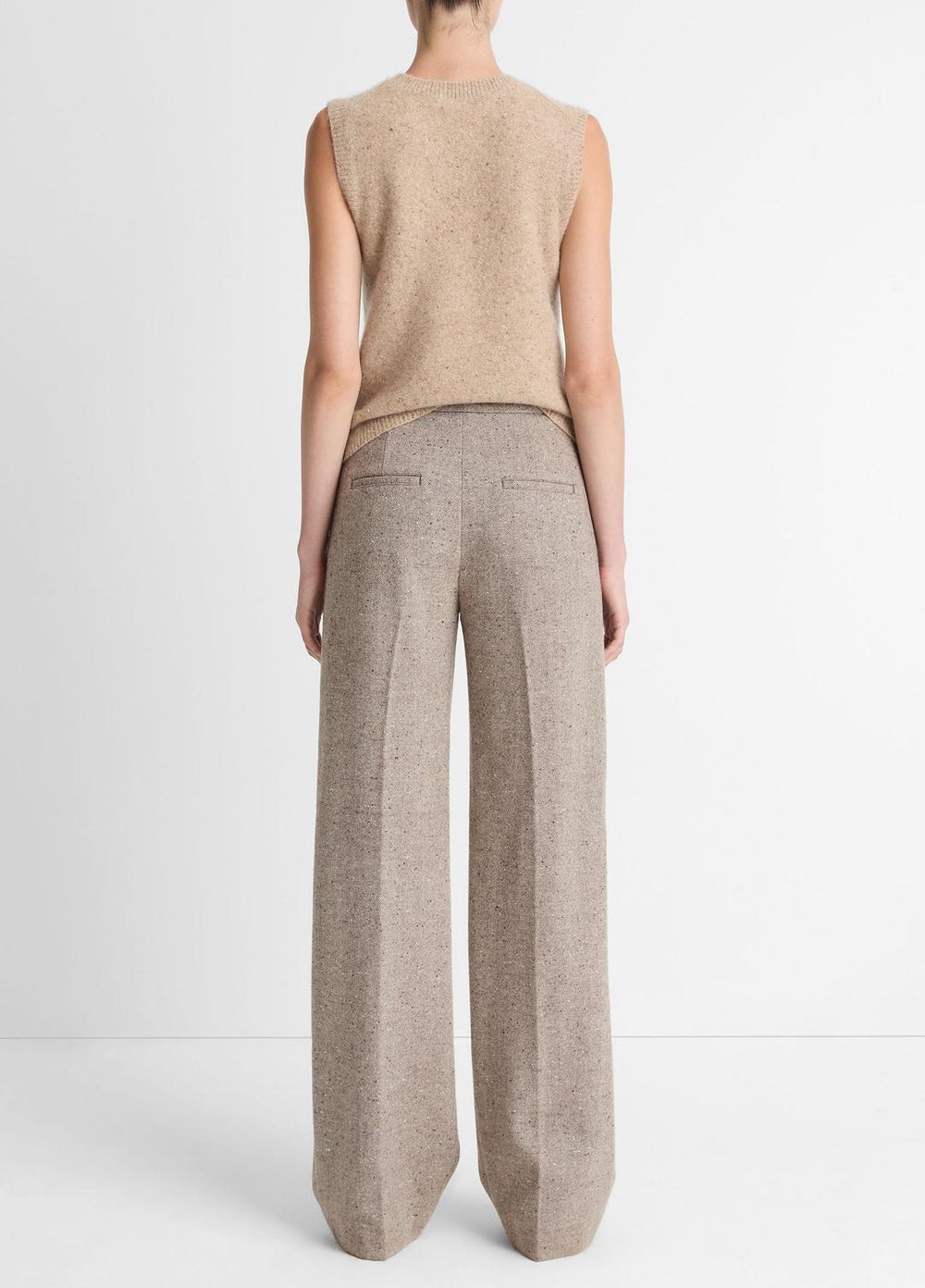 Donegal Wool-Blend Wide-Leg Trouser in Trousers - OAT STONE | VINCE Women