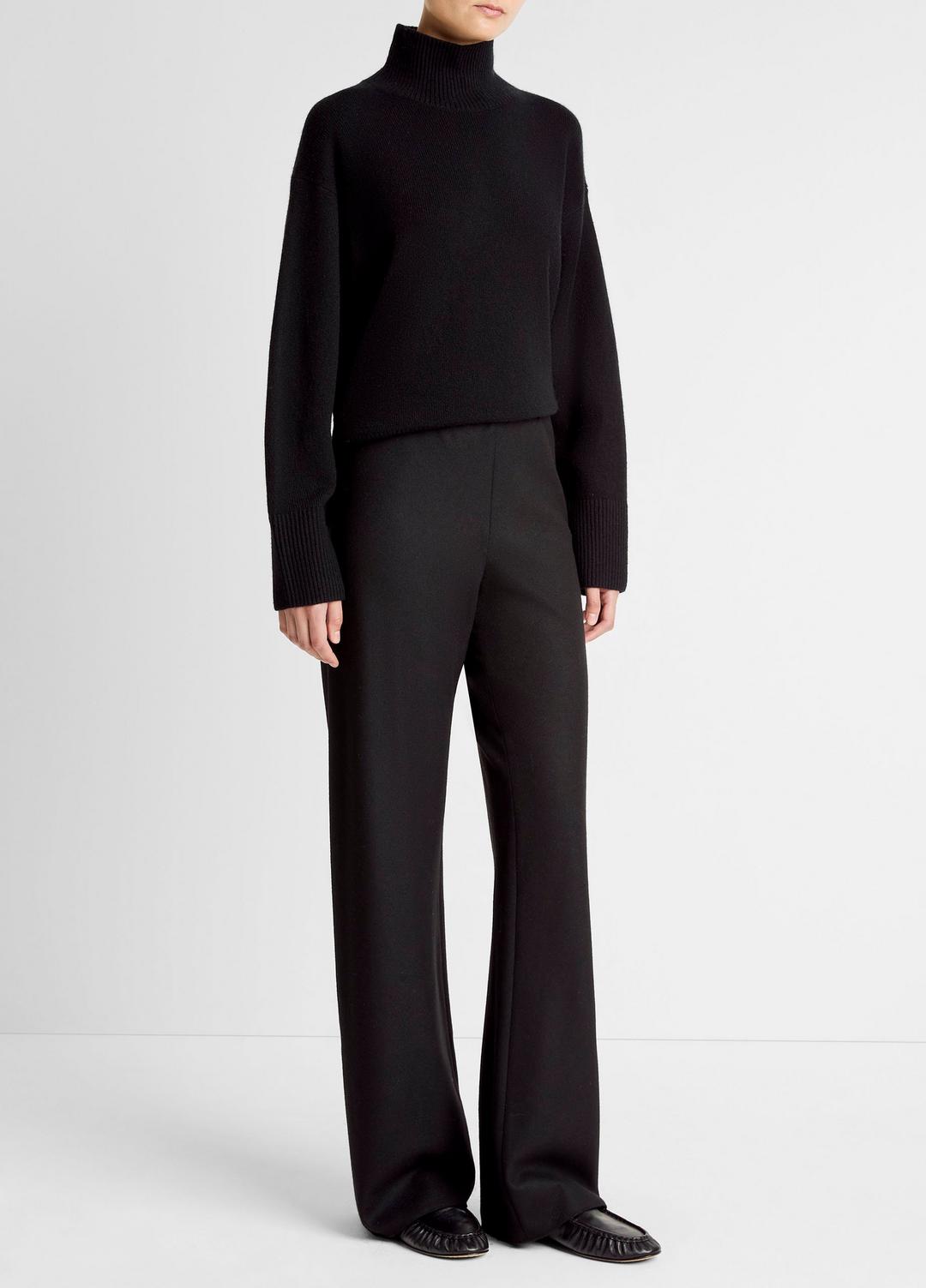 Italian Wool-Blend High-Waist Bias Pant in Trousers - BLACK | VINCE Women
