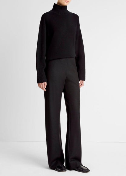 Italian Wool-Blend High-Waist Bias Pant in Trousers - BLACK | VINCE Women