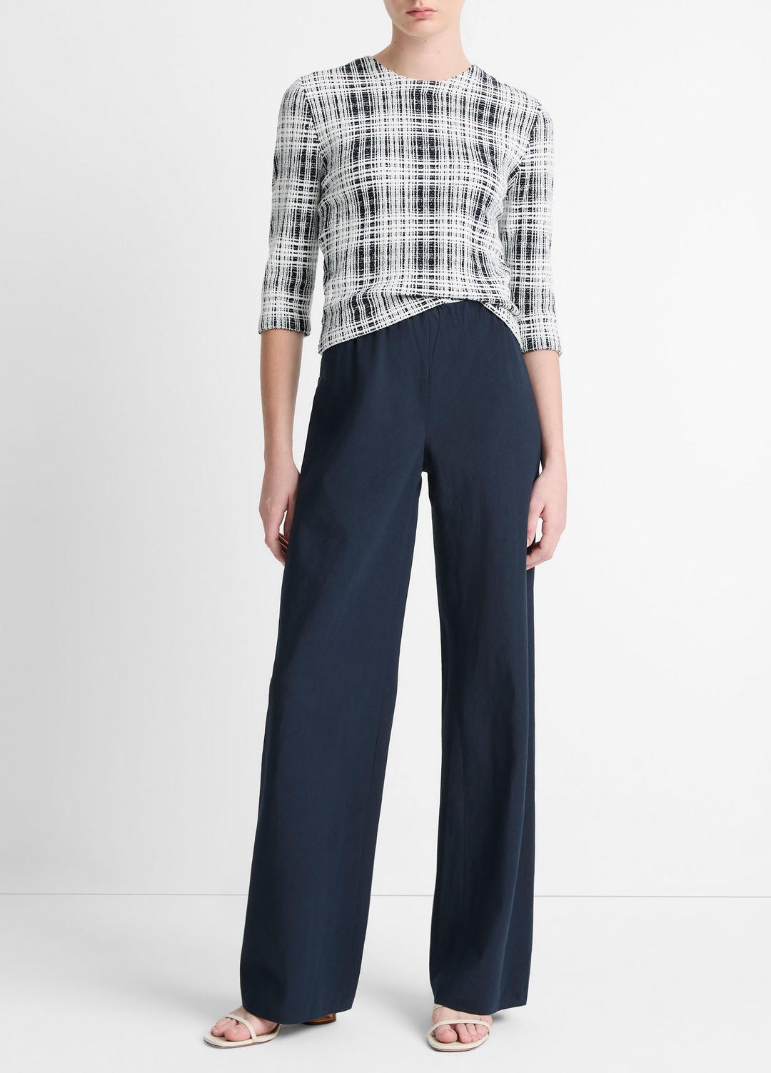 Cotton-Blend High-Waist Bias Pant in Wide Leg - COASTAL BLUE | VINCE Women